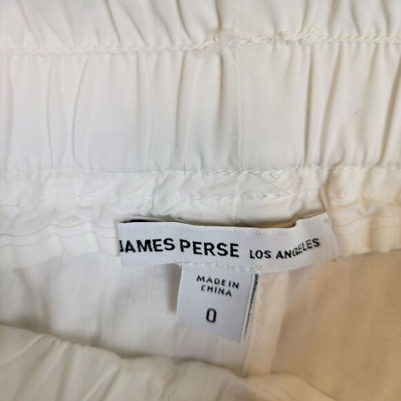 James Perse Womens Seersucker Crop Pant Size 0 White Taper Leg High Rise Pockets - Picture 2 of 8